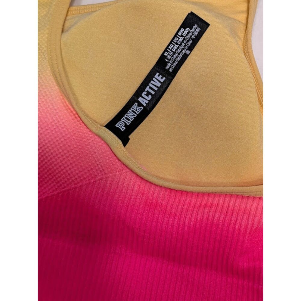 Victoria's Secret Pink Active XL Neon Princess x Peach Sports Bra & Bike Shorts - Picture 5 of 5